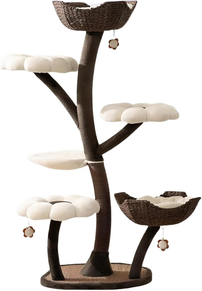 Generic 59In Indoor Cat Climbing Nests with Scratching Posts Flower Shaped Cat Special Shelf Dtachable Multi Level Pets Furniture for Large & Multi-Cats Homes