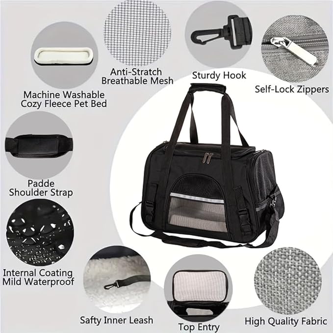 Cat Carriers, Dog Carriers, Pet Carriers – Airline-Approved Soft-Sided Bag for Cats & Small Dogs (Up to 15 lb), Foldable, Breathable Mesh, Privacy Cover, Washable & Lightweight