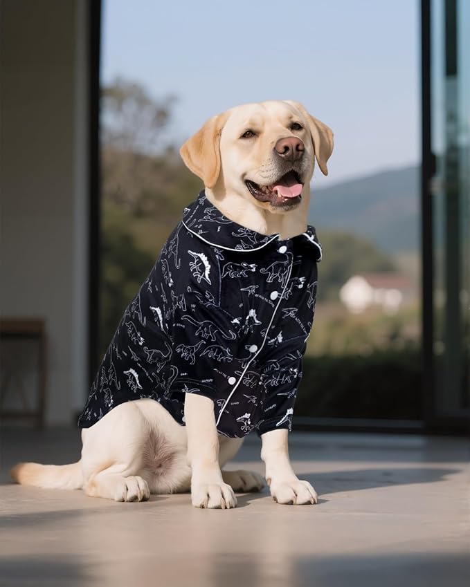 CuteBone Two-Leg Velvet Pet Pajamas Girl Dog Clothes - Soft, Cozy, and Stretchy Boy Pjs for Medium, Large Dogs and Cats Winter Sleepwear Apparel LTP08-3XL