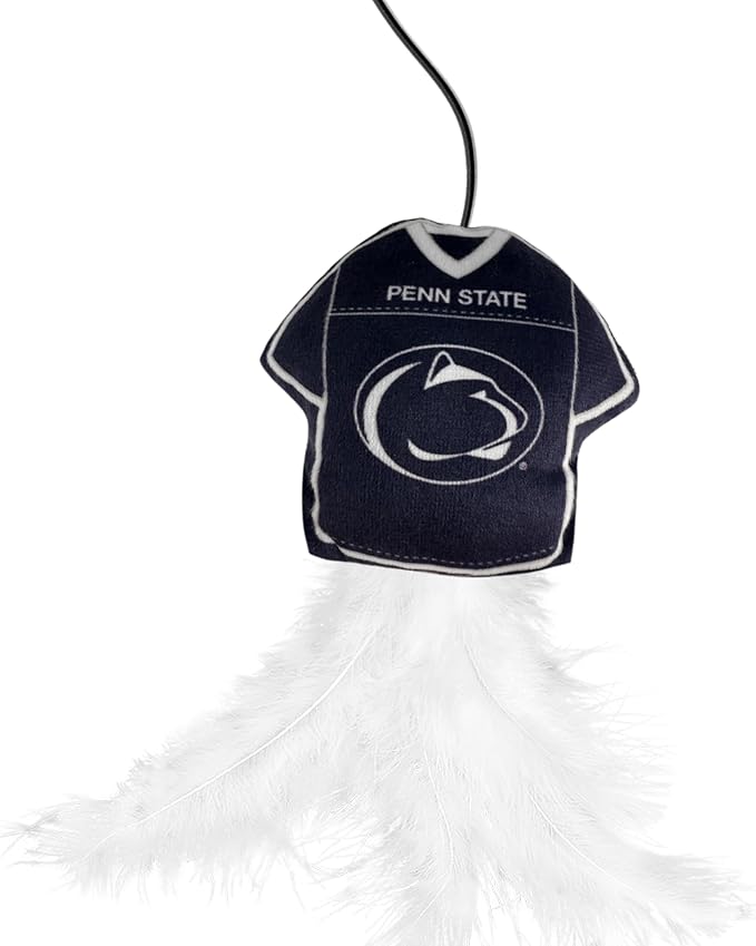 NCAA Penn State Nittany Lions Team Jersey Wand with CAT NIP, Cat Toy Jersey Shaped Plush Teaser Toy for Cats & Kittens - Interactive Pet Toy for Play & Exercise