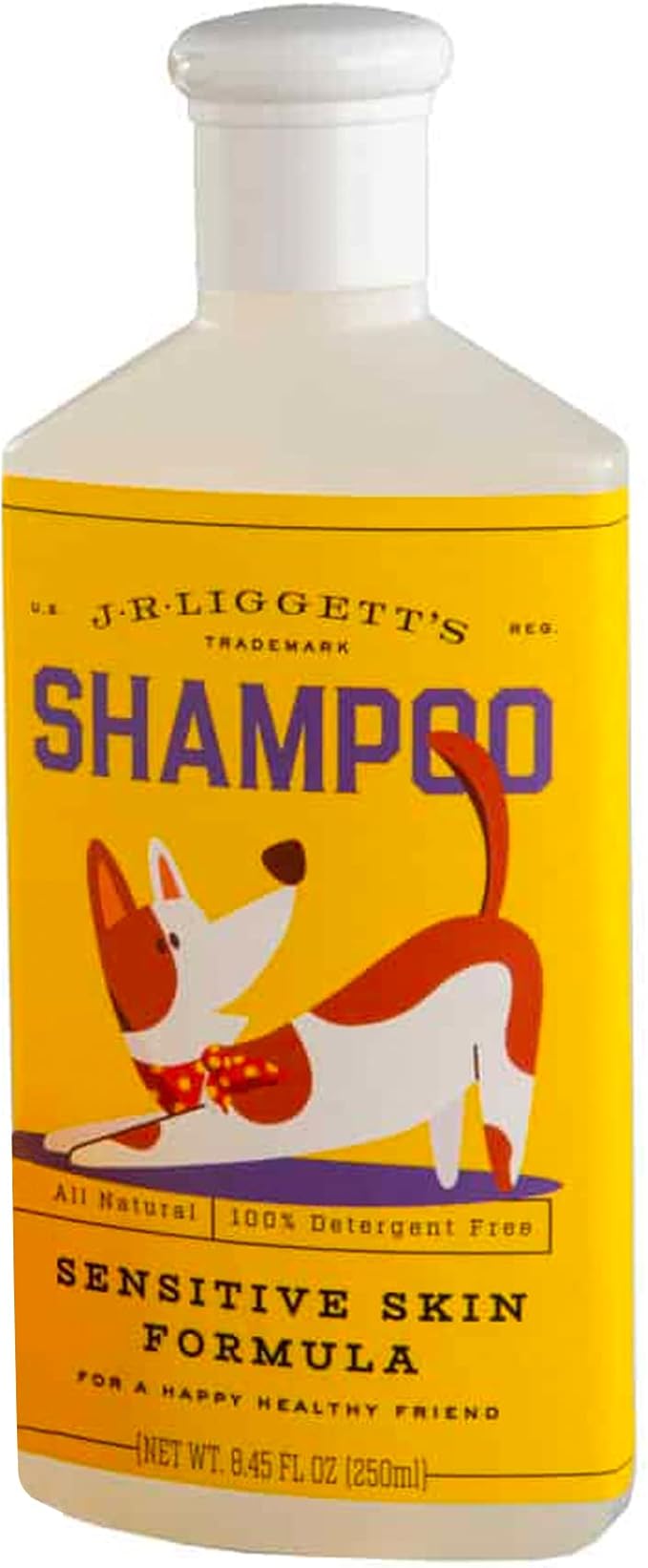 J.R.LIGGETT'S Natural Liquid Dog Shampoo for Sensitive Skin - 100% Detergent-Free, Non-GMO, Tear-Free Formula Gently Calms Dry, Itchy Skin - Safe for Puppies and for Regular Use - 8.45 fl oz