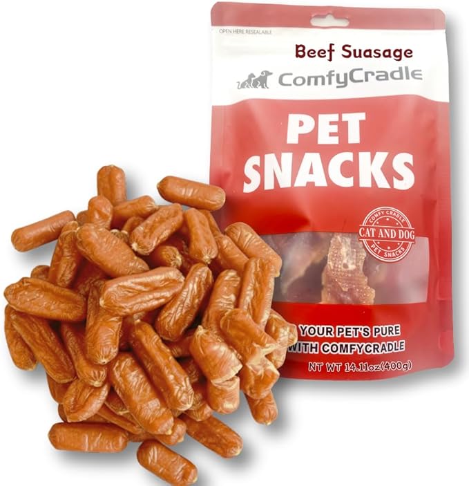 All-Natural Dog Treats, Hearty Beef Sausage Links for a Healthy Snack, A Grain-Free and High-Protein Choice for Your Best Friend(14.11 Ounce(Pack of 1))