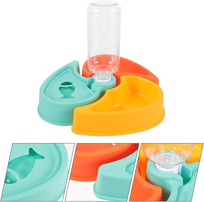 UPKOCH Automatic Cat and Dog Feeder with Detachable Anti-Skid Food and Water Bowls, Small Size Pet Feeding Dish for Dry and Wet Food Separation, Self-Watering Pet Bowl for Cats and Dogs