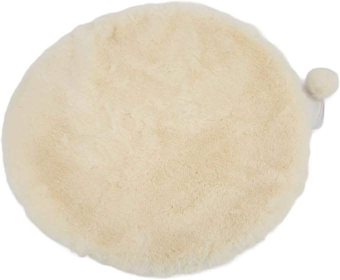 KANASI 1.6 Inch Round Faux Rabbit Fur Cat Bed, Replacement Pad for Pet Sleeping Mats for Windowsills Cages Kennels and Furniture (Cheese White)
