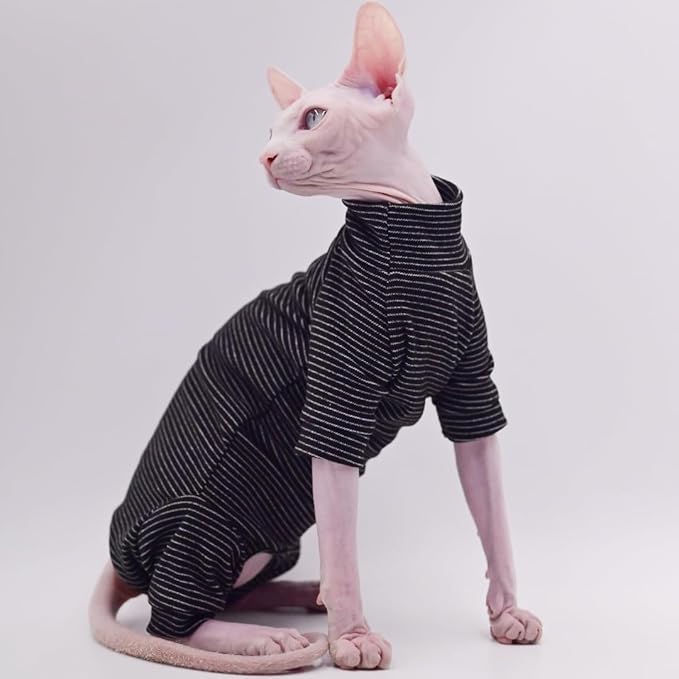 Hairless Cat Clothes, Warm and Soft, Autumn and Winter, Four-Legged Hoodie for Sphynx Cats,Devon Rex Cats, Cornish Cats (Purple, XX-Large)