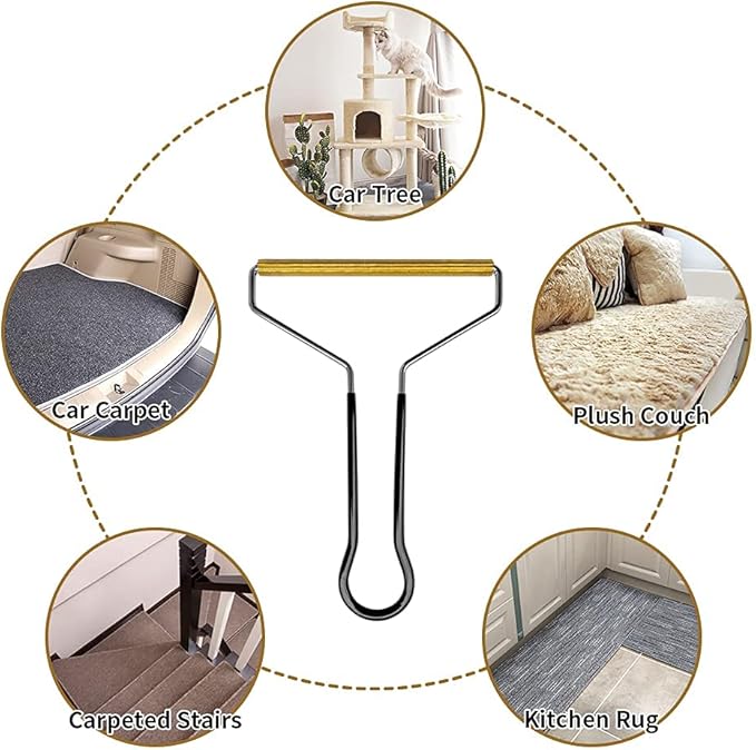 Simplified Pet Hair & Fur Remover; Supper Efficient Tool to Remove Cat and Dog Hairs from Furniture- Mat, Stairs, Cat Tree Towers; Carpet Rug Scraper; Dog Hair Removal/Remover Rake