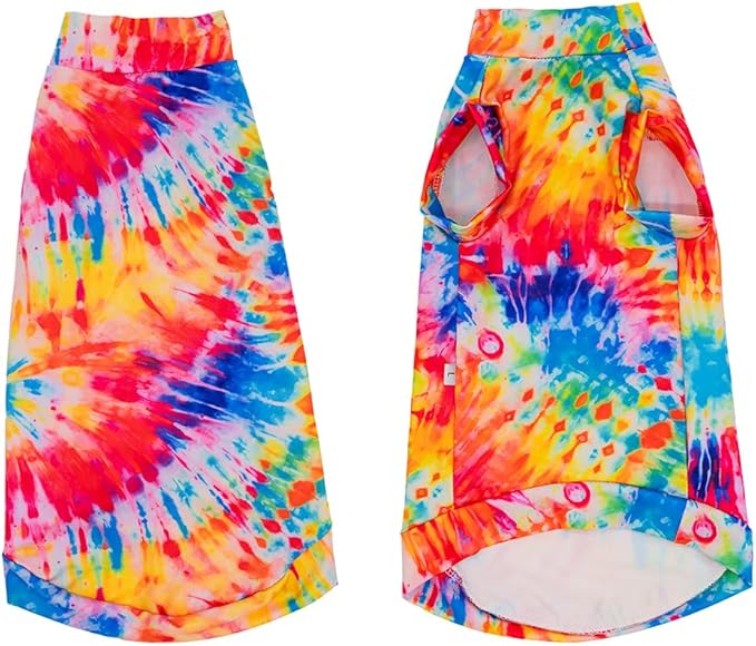 Sphynx Cat Tie Dye Shirt, Breathable Stretchy Cat Clothes, Soft Hairless Cats Shirt, Lightweight UPF50+ Sun Protection Shirt for Cats and Small Dogs (XL (8-11lbs)
