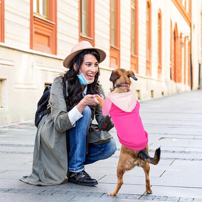 Fashionable Dog Hoodie – Soft & Warm Dog Sweater with Leash Hole,Pet Hooded Sweatshirt for Cats and Dogs with Broad Chests (e.g., French Bulldogs, Pitbulls) (Pink, X-Small)