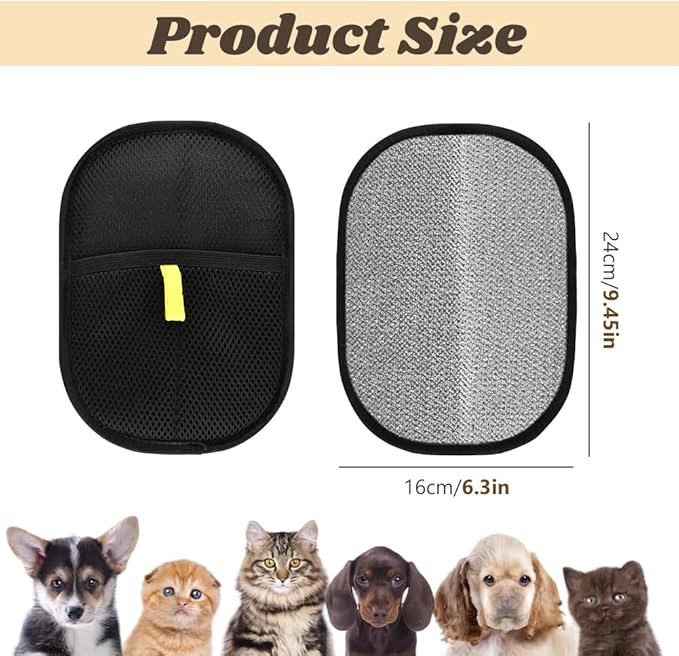 Kakalote 2pcs Pet Grooming Gloves, Pet Hair Remover Tool Cat & Dog Grooming Gloves for Shedding, Washing, Deshedding(Black)
