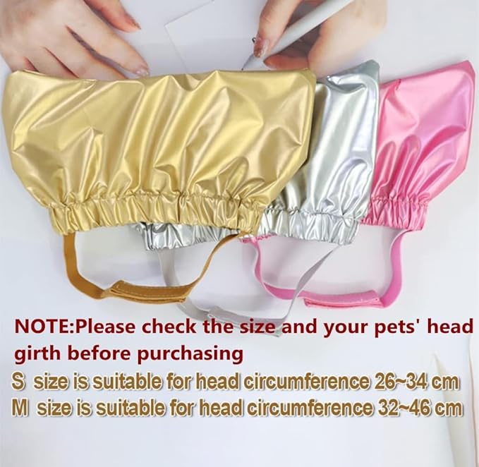 Pet Shower Cap -Reusable Dog Shower Hat Ear Covers Cat Bathing Cap with Adjustable Strap Prevent Water in Ears Elastic Headgear for Cat Dog Kitten Puppy (Pink,S)