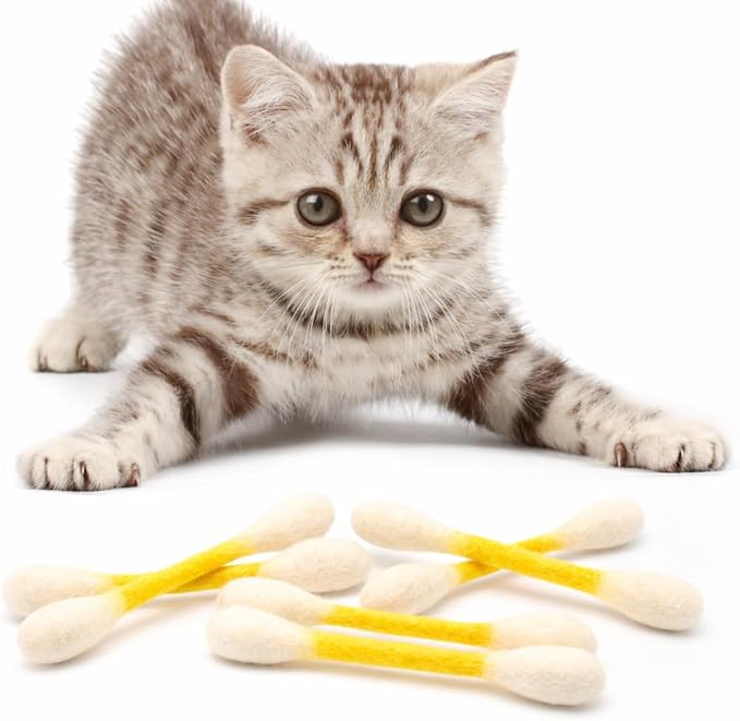Glaciart One Swabs Cat Toys with Catnip - 6 Pk | Durable for Chew, Cute Cat Toys Interactive Kitty for Boredom, Exercise, & Play | Filled w/Organic Catnip for Anxiety & as Digestive Aid | Gift Idea