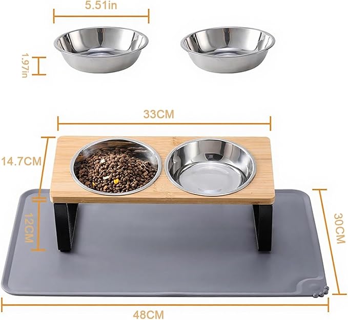 Elevated Cat Bowls with Food Mat Raised Dishes with Silicone Pad for and Water for Cats