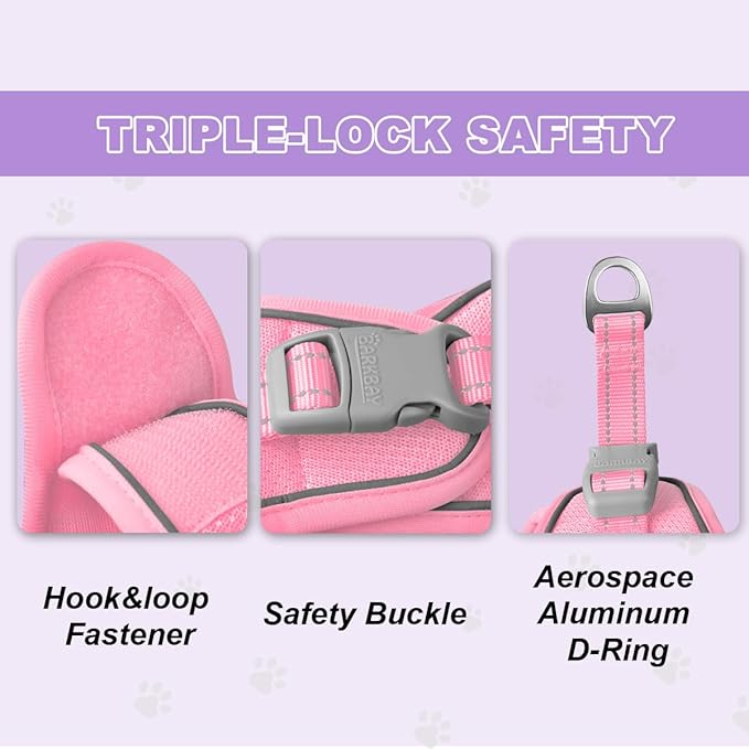 Cat Harness and Leash Set,Escape Proof Kitten Harness,Step in Adjustable Soft Lightweight,Easy Control,Reflective Strips Comfortable for Walking Travel(Baby Pink,M)