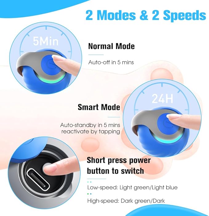 2026 New Upgrade Speedy Tail Cat Toy, Smart Interactive Pet Toys Comes with 4 Tails, Reinforced Version of The Cat Toys Balls, Two Speed Adjustment (Blue)