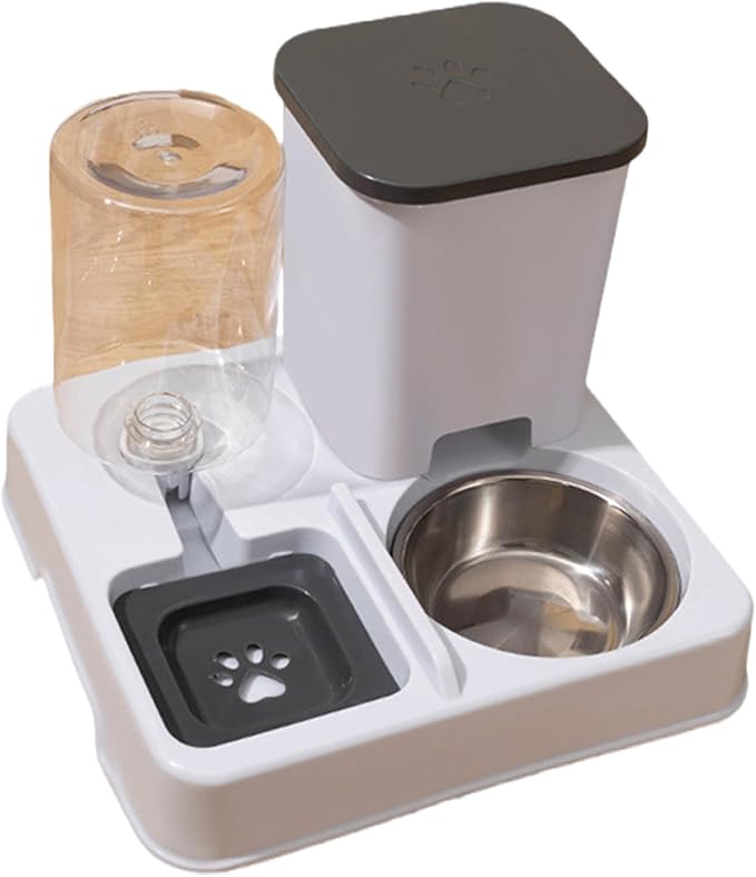 Dog Double Bowl Feeder Automatic Cats Food Container Water Dispenser for Daily Feeding Watering Stainless Steel for Pet
