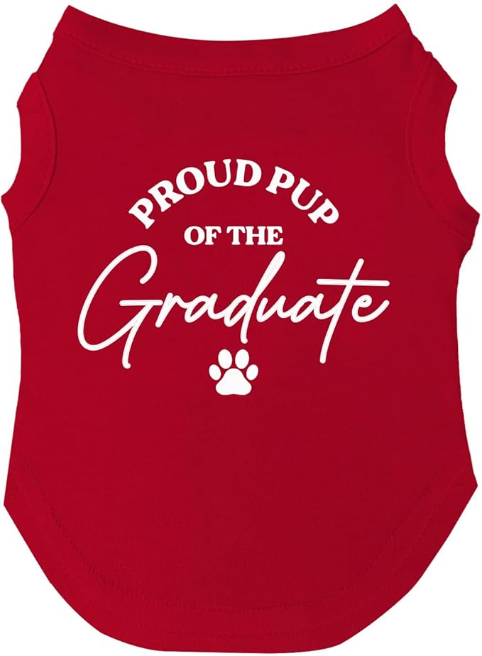 Proud Pup of The Graduate Dog Tee Shirt | Sleeveless Dogs| Graduation Prop | Class of 2025 2026 2027 2028 |Red, 4X-Large (737)