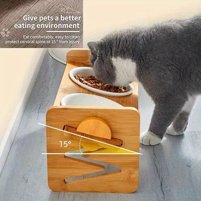 4-Speed Adjustable Height Elevated Pet Feeding Rack, Stable Bowl Stand for Cats and Dogs