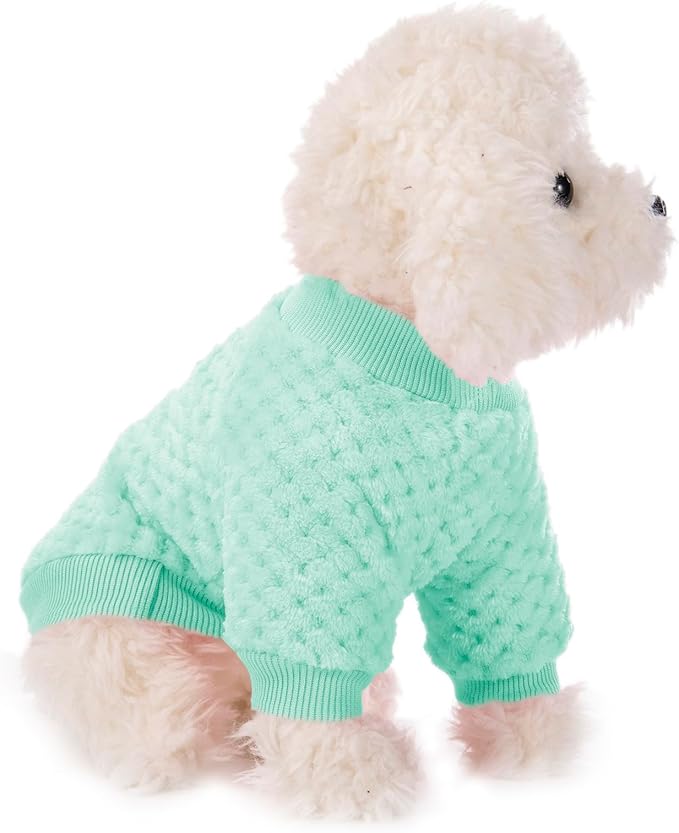 POMIU Dog Sweater, Dog Sweaters for Small Medium Dogs or Cat, Warm Soft Flannel Pet Clothes for Dogs Girl or Boy, Dog Shirt Coat Jacket (Ice Blue+Light Coffee+Teal, X-Small)