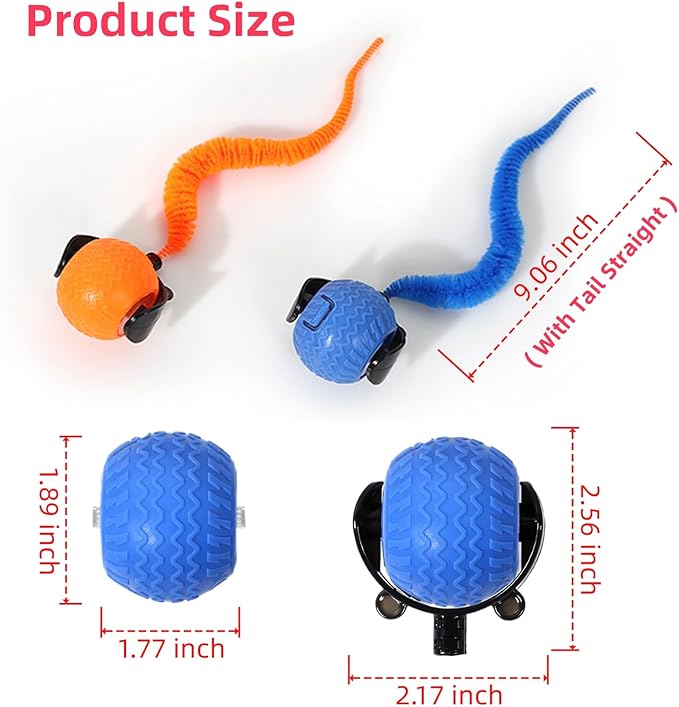 GoldenLife Interactive Cat Toys for Indoor Cats, Hamster Ball with Speedy Tail 2.0, Safe Silicone，3 Modes (Speed/Light) & Type-C Charging, Durable Moving Dog Toy for Indoor Cats/Dogs (Blue)