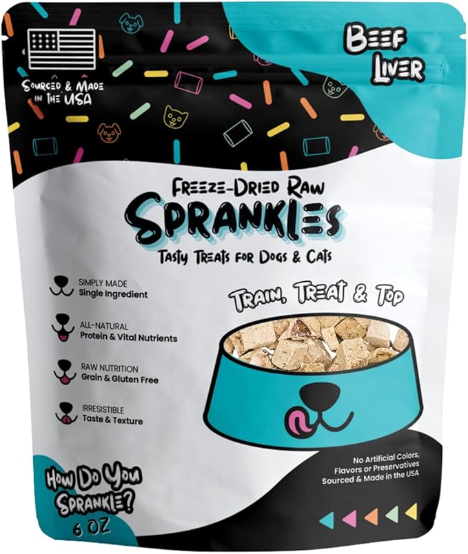 Freeze Dried Beef Liver Treats for Cats & Dogs - Single Ingredient All Natural Grain-Free, High Protein, Made in USA - Perfect for Training, Topper or Snack