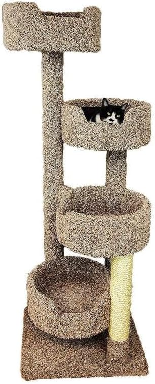 HomeStock Cat Tower Large Multi-LevelCarpeted Cat Tree with Scratching PostsCat Furniture for Indoor Cats Brown