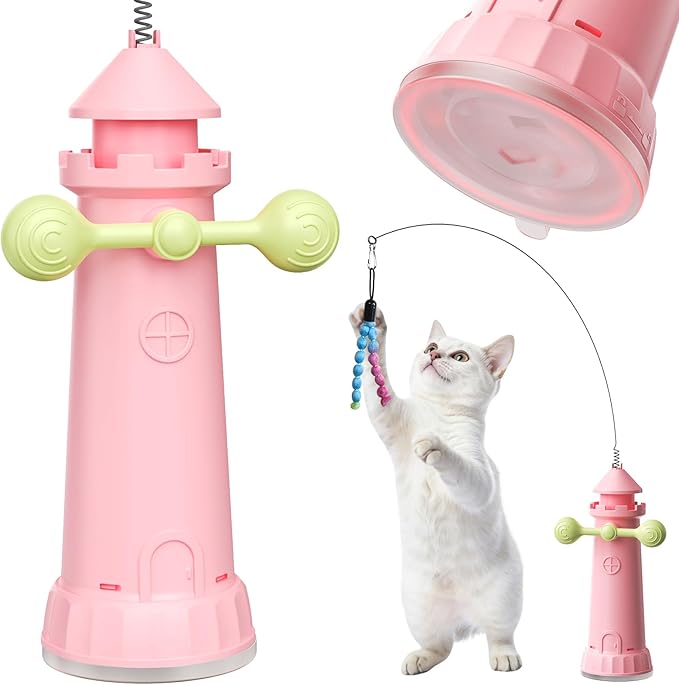 BSISUERM Cat Interactive Chase Toys for Indoor Cats, Enhanced Suction Cup Cat Teaser Wand, Kitty Enrichment Toy Weight Loss Exercise Toy for Kitten Adult Cats Boredom Relief Keep Them Busy