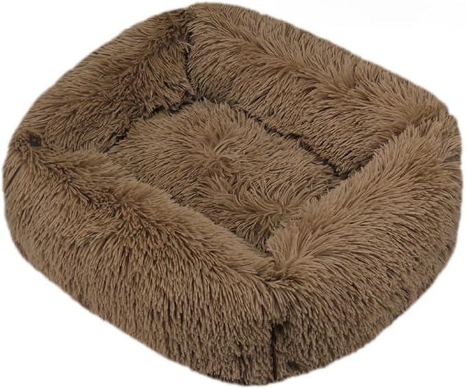 Donut Dog & Cat Bed - Soft Plush Self-Warming Cave for Cats & Small to Medium Dogs | Calming Cuddler with Improved Sleep & Comfort(Khaki,17.72X5.91X13.78 in)