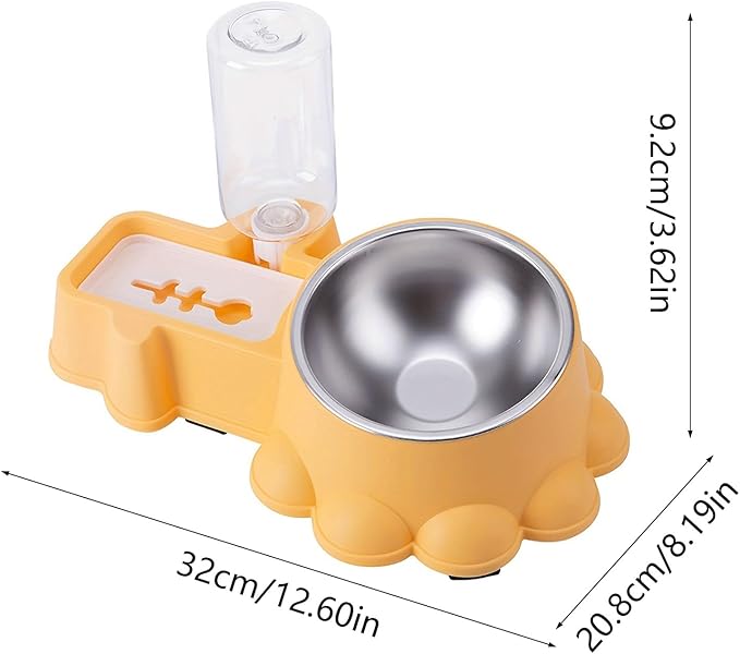 Practical Pet Double Bowl Dry Food Bowl Automatic Watering Bowl Food Bowl for Cats Feeding Dog Dish Watering Supply