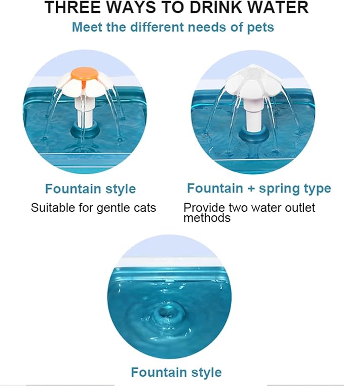 2L Cat Water Fountain,Pet Automatic Drinking Dispenser Watering Supplies, Ultra Silent Drinking Dispenser Bowl with LED Light, for Cats and Small Dogs,D