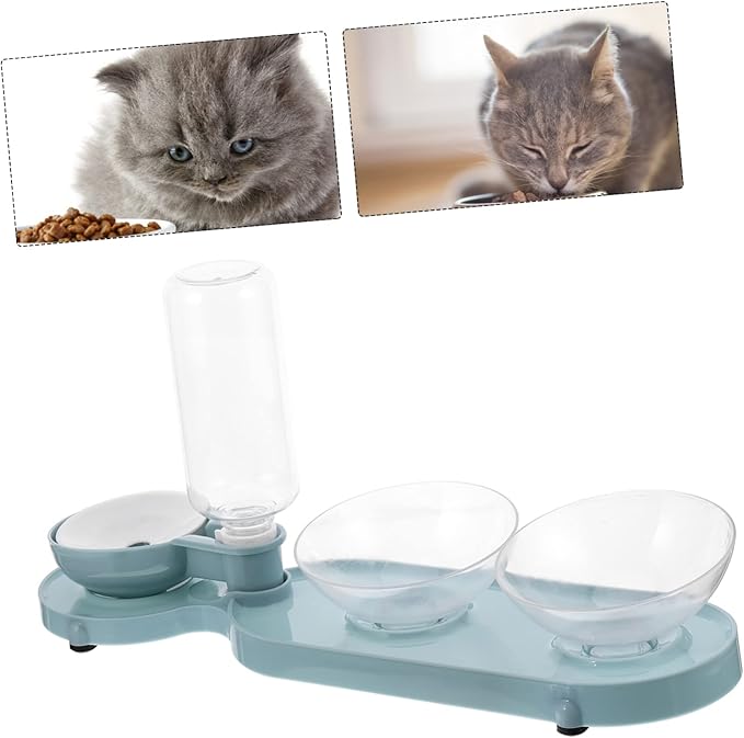 Automatic Pet Feeder Tilt Bowls and Water Bottle Food-Grade Dual-use Design for Cats Easy to Capacity