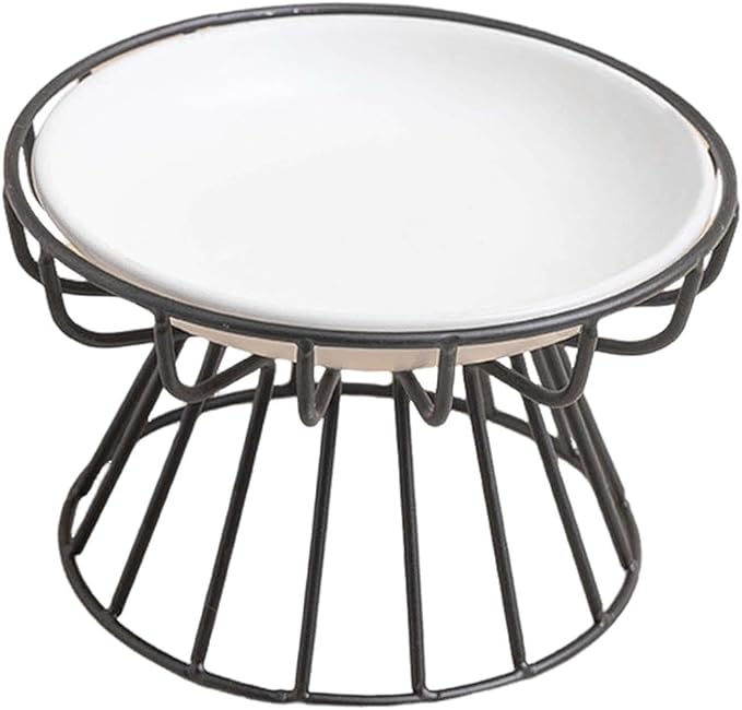 Raised Cat Food Bowl Porcelain Bowl Metal Stand Minimalist Multipurpose Easily Food and Water Bowl Detachable for Dry Wet Food, Style G