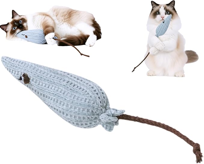 Cat Toy Kicker Pillows, Plush Catnip Cat Mouse Toy Interactive Cat Toy for Kitten Felines Chew Enrichment, Soft Mouse 4.72” Size for Bored Indoor Adult Cat Cuddle Teething Scratch Self Play