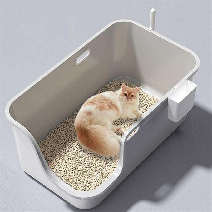 Pet Supplies, Open Large Cat Litter Box with High Sides, Nonstick Extra Wide Pan for Multi Cats