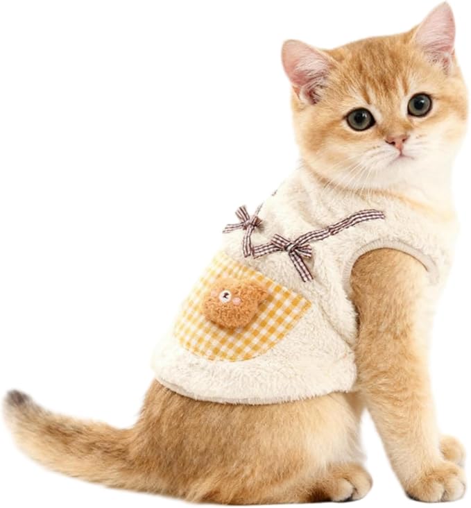 Cute Cat Clothes Kitten Sweater Dog Puppy Clothes Pet Apparel Bear Pattern Sleeveless Vest Outfit