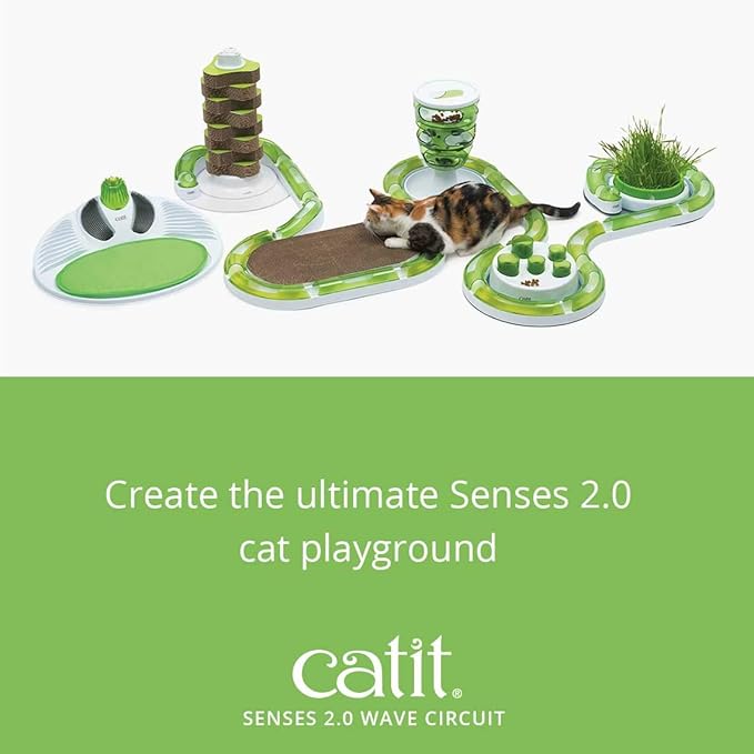 Catit Senses 2.0 Wave Circuit Interactive Cat Toy - 8-Piece Closed-Track Ball Toy for All Breed Sizes