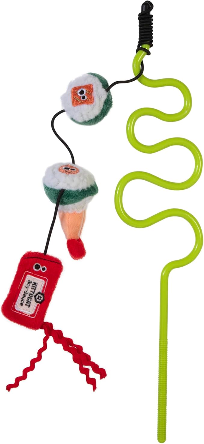 Mad Cat Sushi Swatter Wand with Catnip & Silvervine Cat Toy, Pack of 1