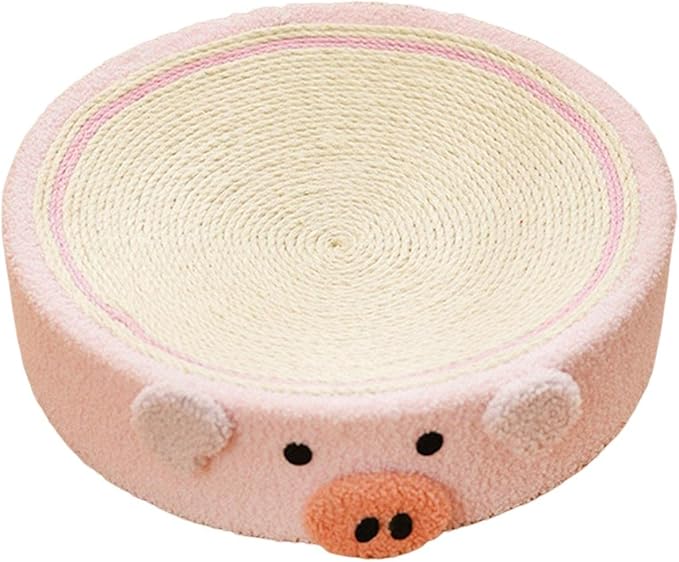 Cat Scratching Pad Training Toy Furniture Protector 2 in1 Indoor Lounge Pet Corrugated Paper Cute Cat Scratcher Pad Bed for Cats, Piggy