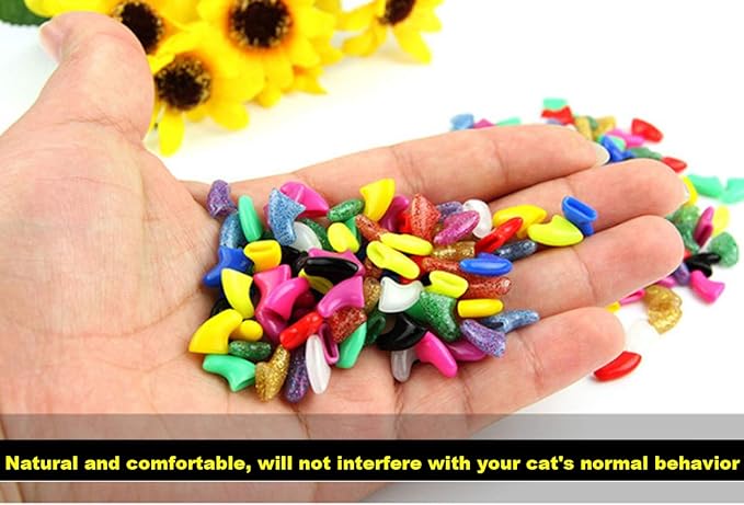 VICTHY 140pcs (14 Colors) Cat Nail Caps, Cat Claw Covers Cat Nail Covers with Adhesives and Applicators (Medium)