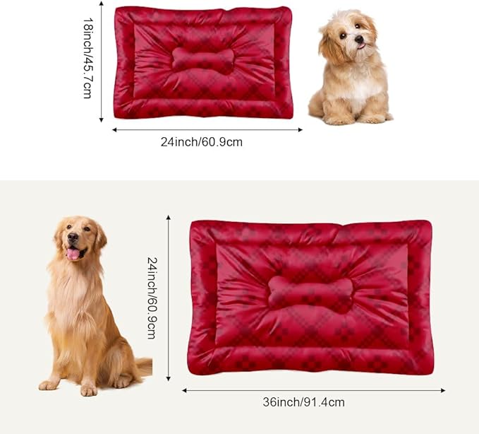 Red Geometric Textile Dog Mat Waterproof Kennel Pad Pet Floor Mat Cozy Bed Non- Slip Bottom Dog Friendly Furniture Multi- Scenario Cat and Pads Gift Printed Mats 24× 18 Inch