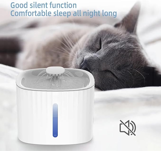 TsoLay Automatic Pet Water Fountain, 101oz/3L Cat Fountain Water Bowl with Led Light and 6 Pack Filters, Dual Working Mode and Ultra Silent Design, for Cats, Dogs, Multiple Pets