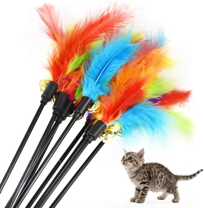 Cat Toys, Cat Toy Wand with Bells Cats Interactive Teaser Toy Teaser Wand for Cats Kittens