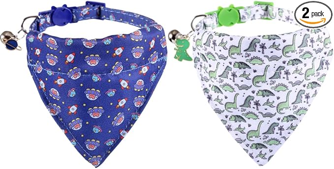 Cat Collar Breakaway with Cute Bandana and Bell Accessories for Kitty Adjustable Safety