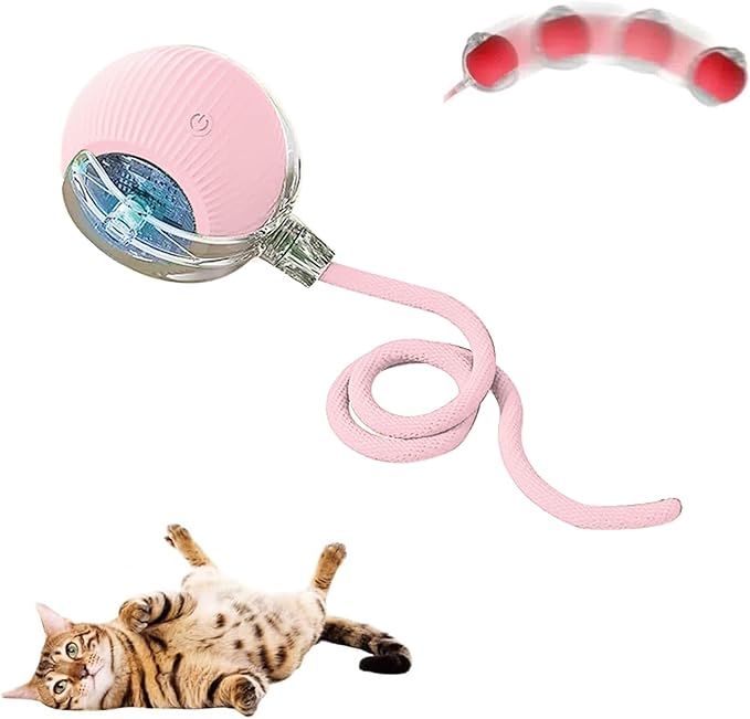 Interactive Cat Toys for Indoor Cats, 2026 New Interactive Pet Toy Ball, Cat Toy Ball for Bored Indoor Cats, Smart Rolling Ball for Dogs & Cats (Pink)