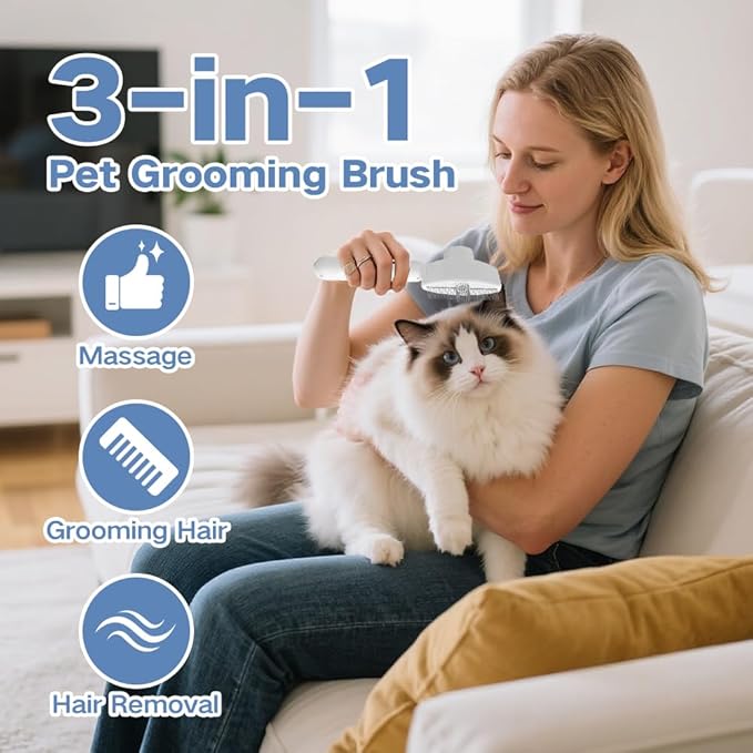 Cat Steam Brush with Refillable Liquid Tank, Electric Spray Pet Grooming Comb, Rechargeable Hair Remover for Tangled Hair, Gentle Massage & Self-Cleaning, Ideal for All Coat Types