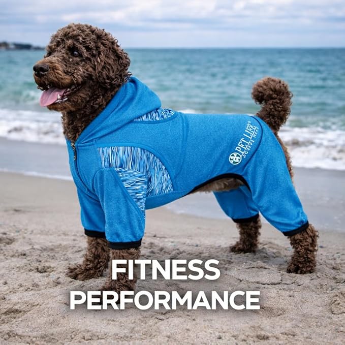 Pet Life ® Active Pawsterity Mediumweight 4-Way-Stretch and Quick Dry Yoga Fitness Year-Round Hooded Tracksuit Dog Sweater