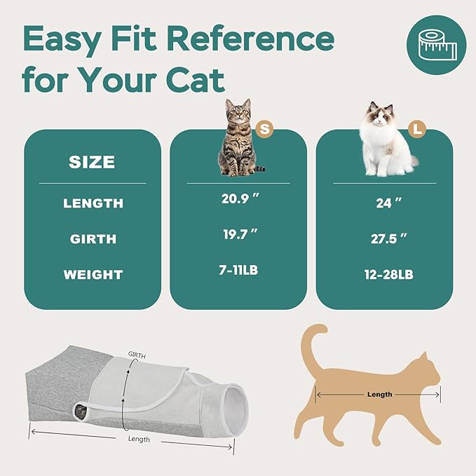 Self-Adhesive Cat Grooming Wrap, Cozy Cat Wrap for Cutting Nails, Breathable Anti-Scratch Cats Swaddle Bag for Brushing, Ear Cleaning, Dental Care, Medication, Injections,Grey L