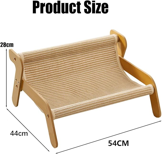 AMEIR Cat Lounger Scratcher Cats Sisal Chair, Pet Scratch Lounge, Wooden Cat Bed Rocker, 2-in-1 Kitten Scratch Pad and Lounger, Wear Resistant Scratching Sisal Chair for Cats