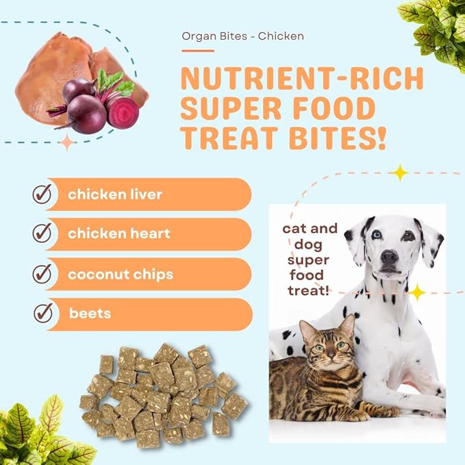 CocoTherapy Organ Bites! Dog and Cat Treat (Chicken + Beet) 3 Oz.