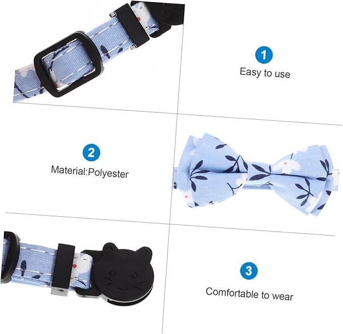 Beaupretty Cat Collar with Bowtie and Bell Cute Cat Collar for Kittens Portable Design for Comfort for Parties and Everyday Use Floral Pattern