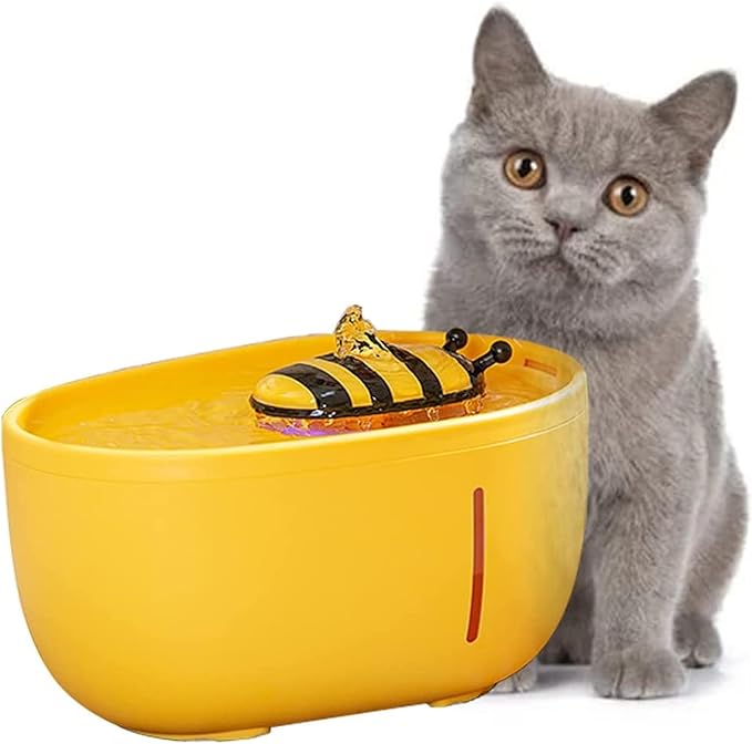 Cat Pet Water Fountain Automatic Drinker for Pet,2L Ultra-Quiet Pet Fountain Water,with Water Level Window&LED Light,Pet Water Dispenser